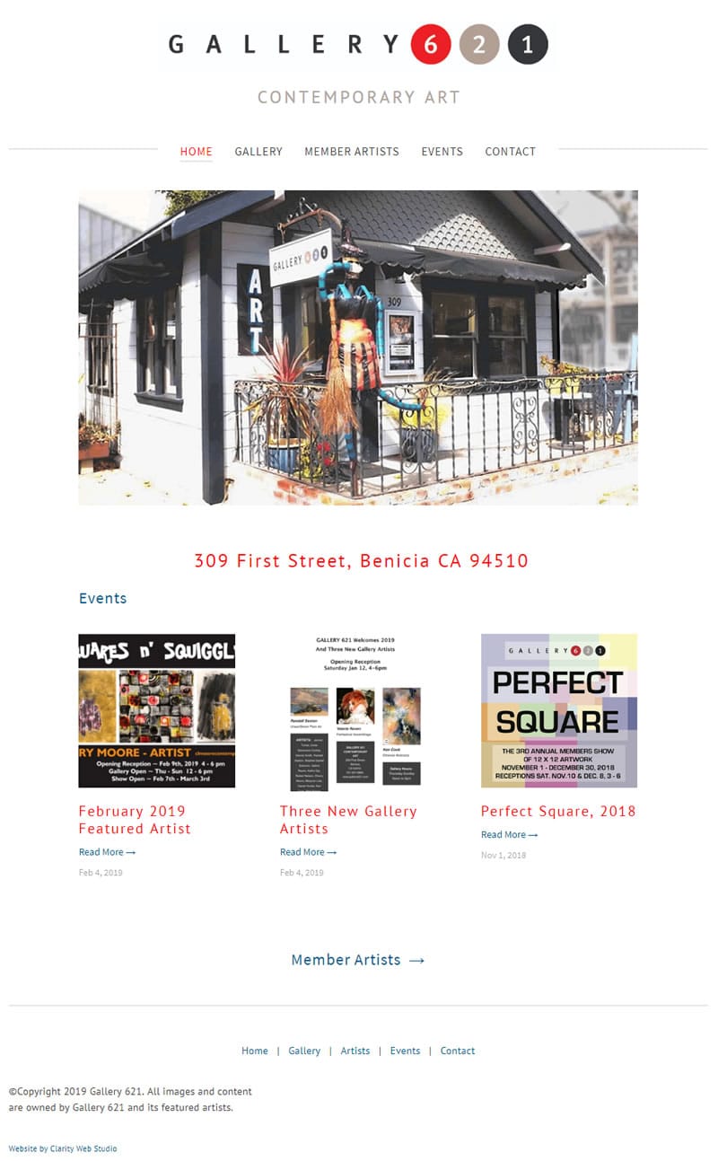 Gallery 621 web design after