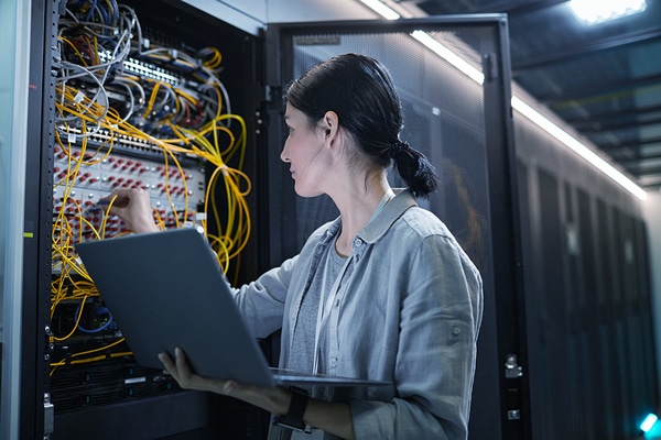 data center technician in server room