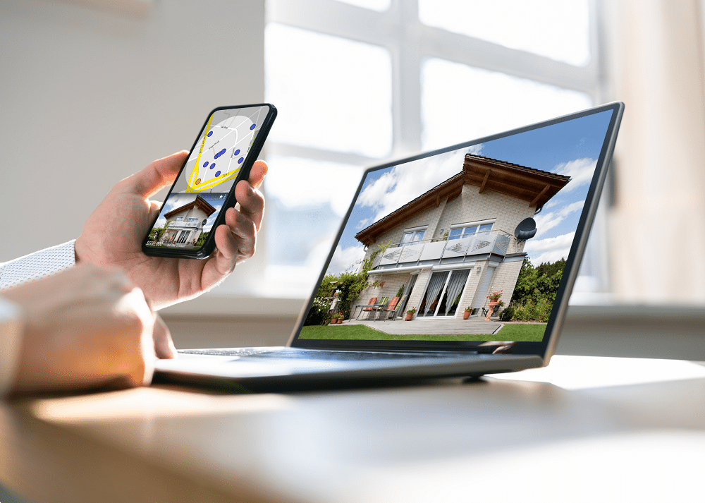 search property on phone and laptop