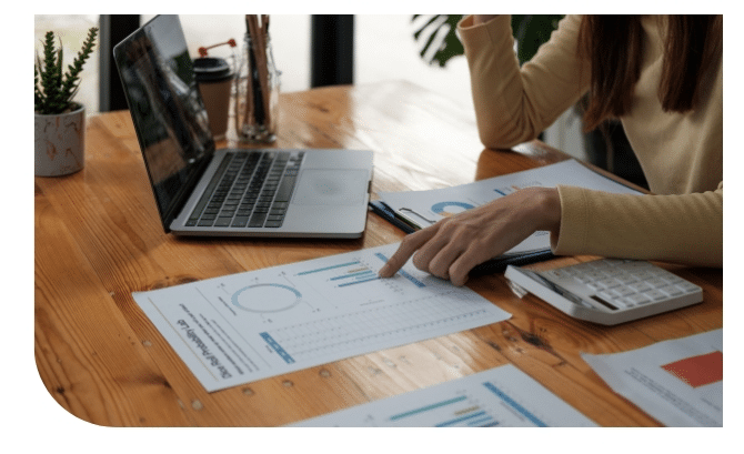 woman reading a chart data