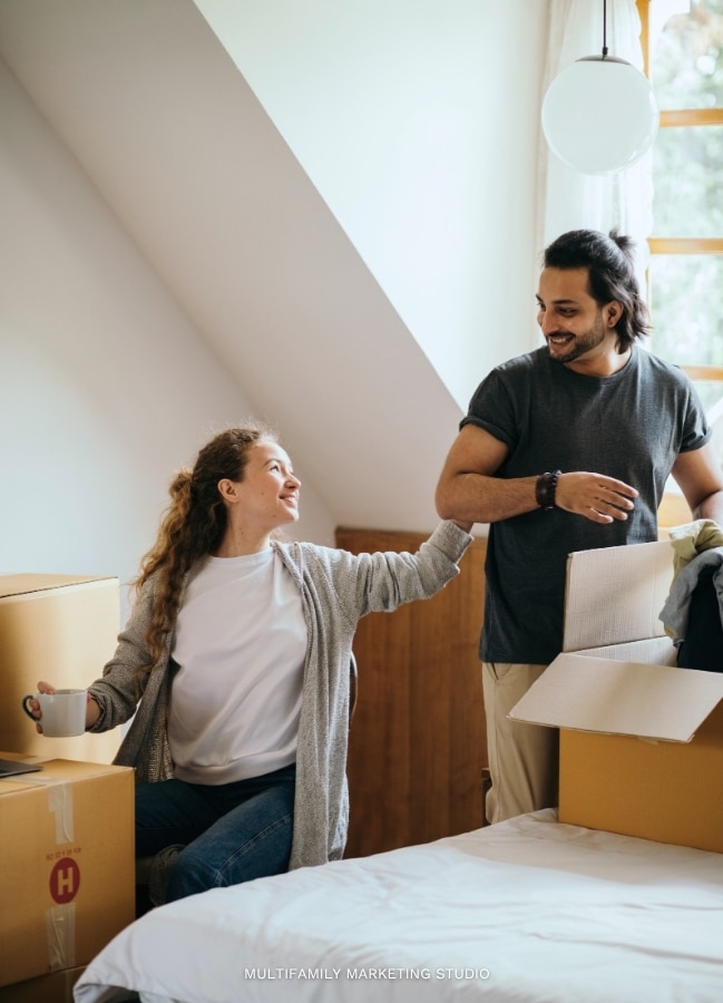 couple moving in to vacant apartment