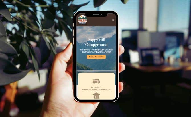 RV park website on mobile