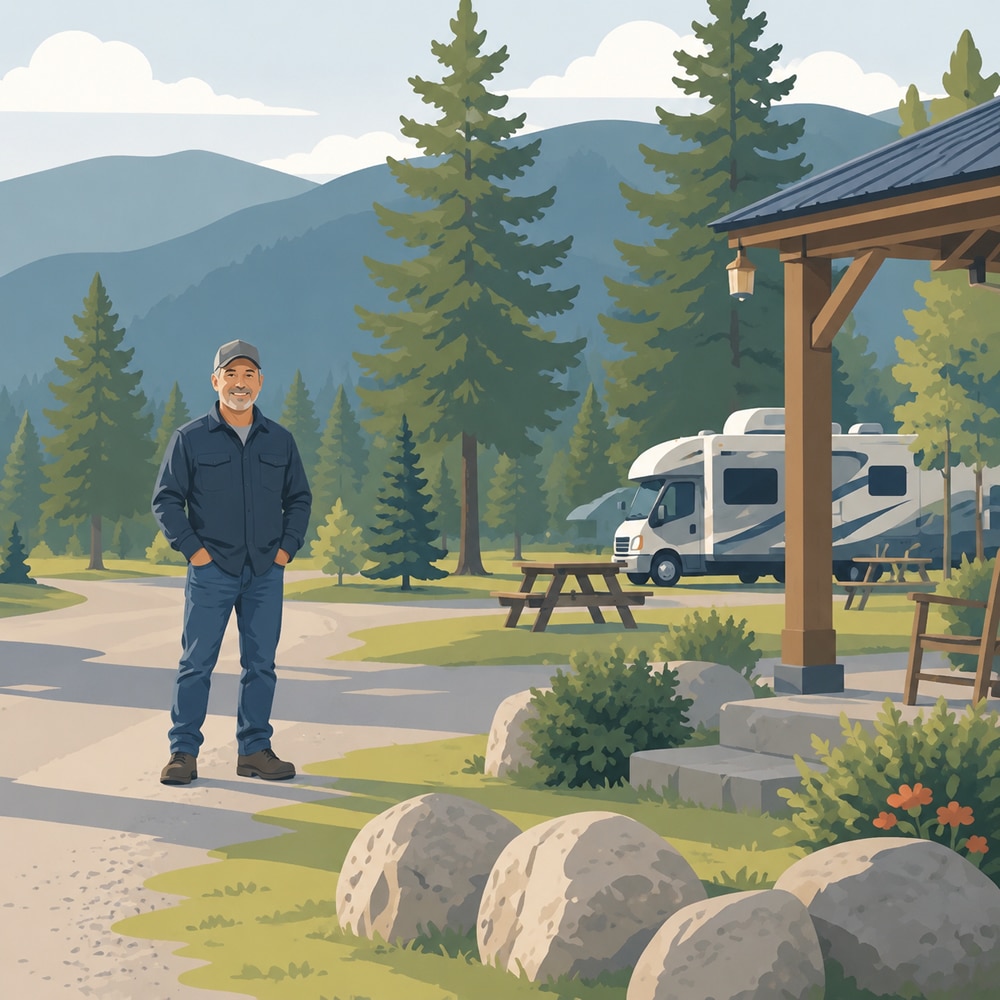 man in RV park man in RV park